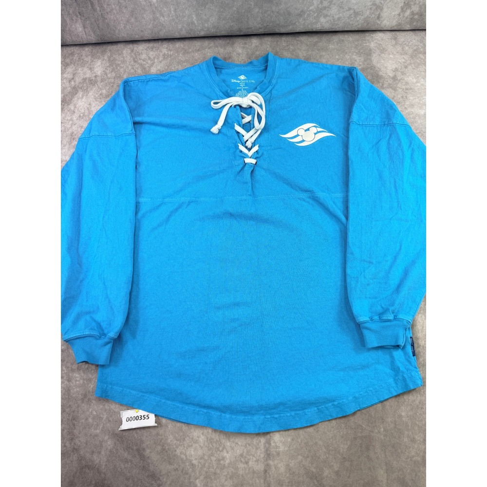 Disney Cruise Line Spirit Jersey Blue Lace Up Long Sleeve Shirt Small